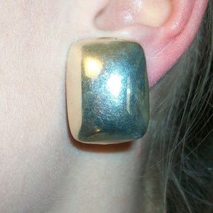 Sterling Silver Rectangle Puff Earrings